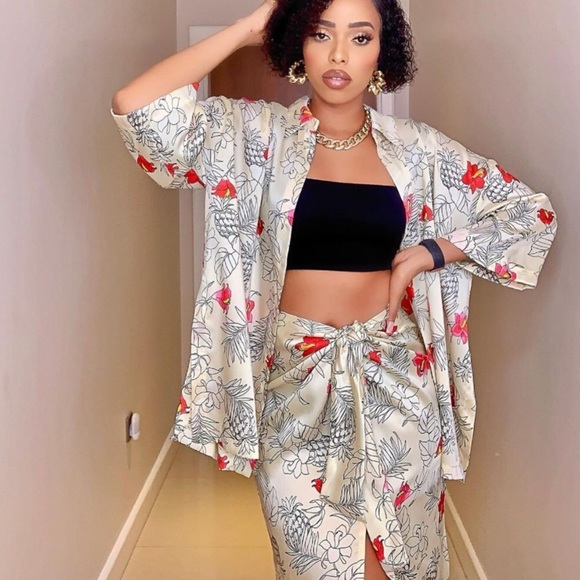 NWT Zara 2-Piece Printed Shirt & Knotted Skirt Set - Picture 6 of 16